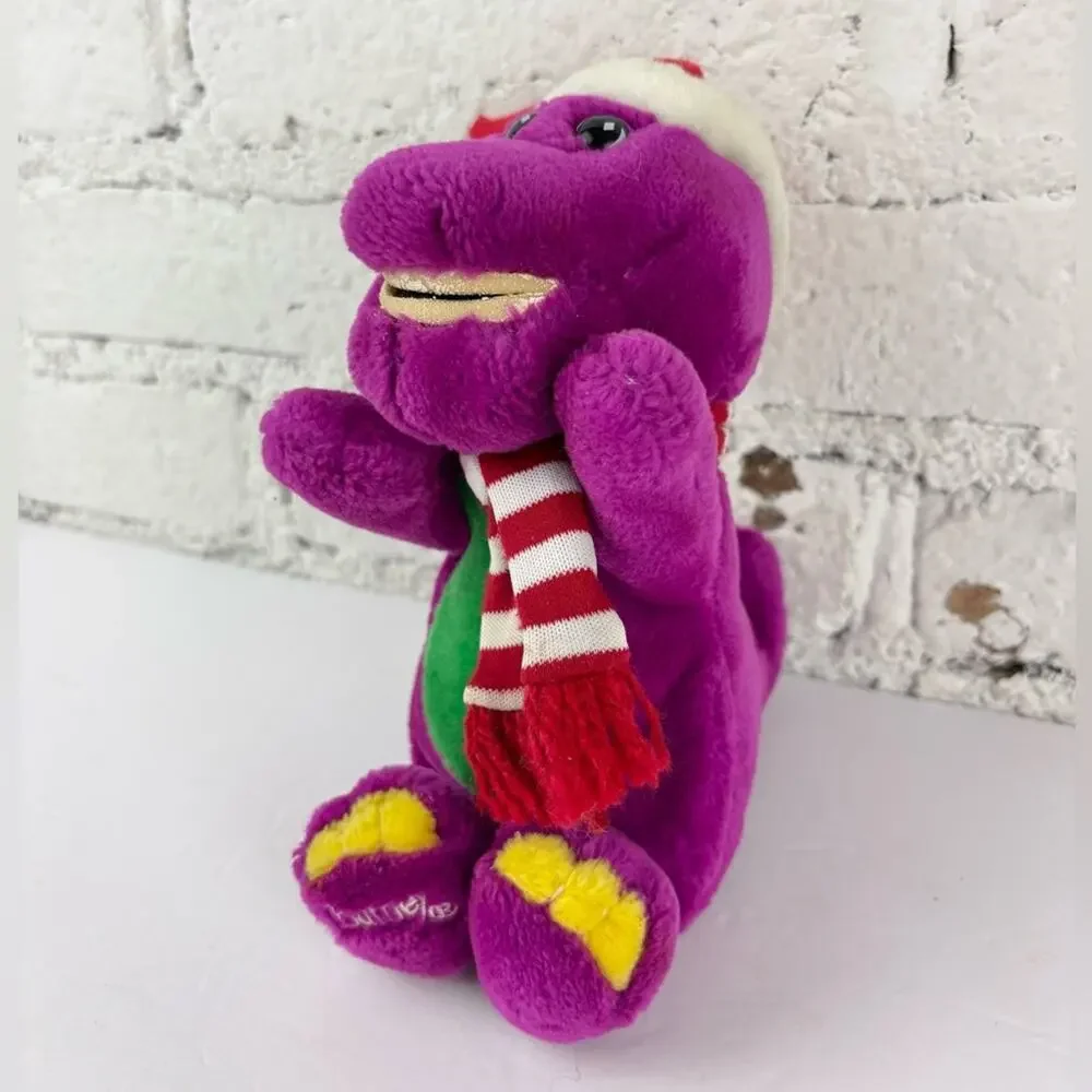 Vintage 90’s Barney The Purple Dinosaur Christmas 9” Plush